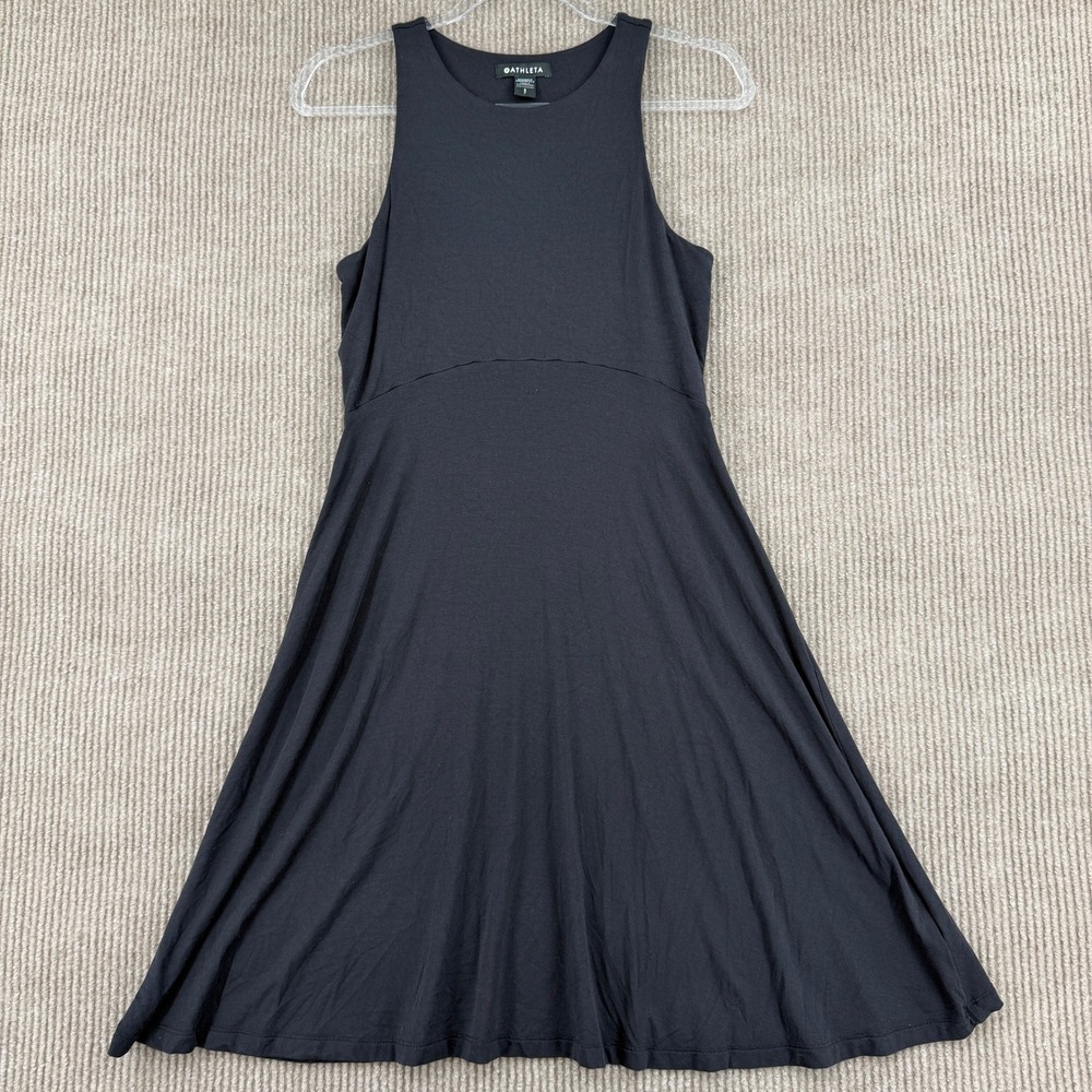Athleta Santorini Thera Dress Women Small Black Sleeveless Casual Athletic